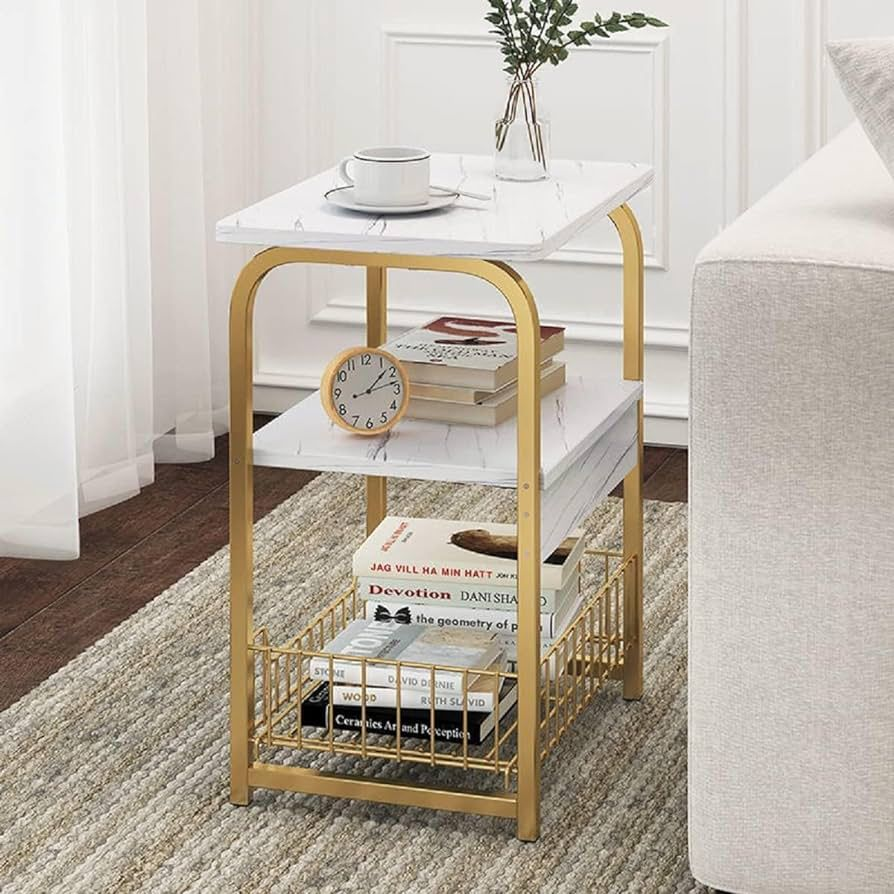 Modern Side Table (White & Gold)