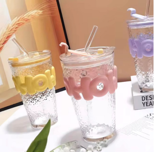 Clear Bottle with Straw and Lid