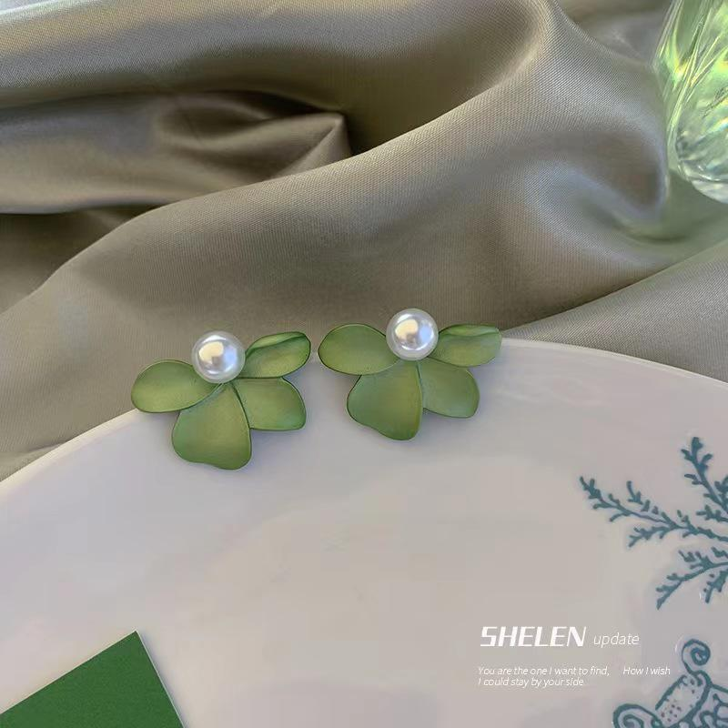 Green Flower Earrings