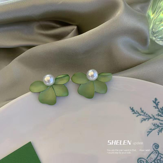 Green Flower Earrings