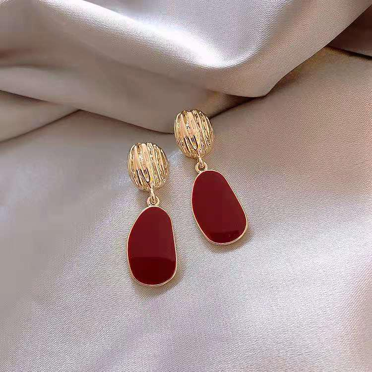 Gold & Red Hoop Earrings