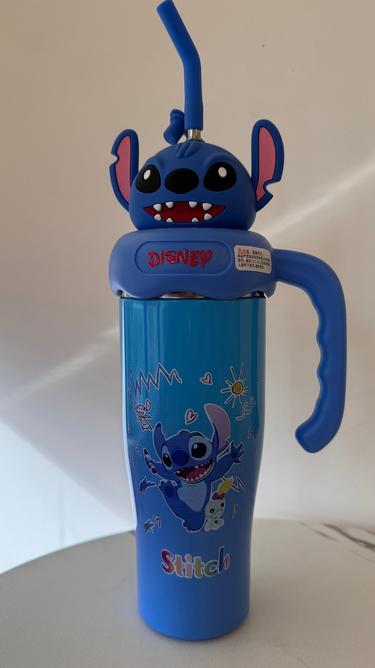 Stitch Stainless Steel Bottle with Straw