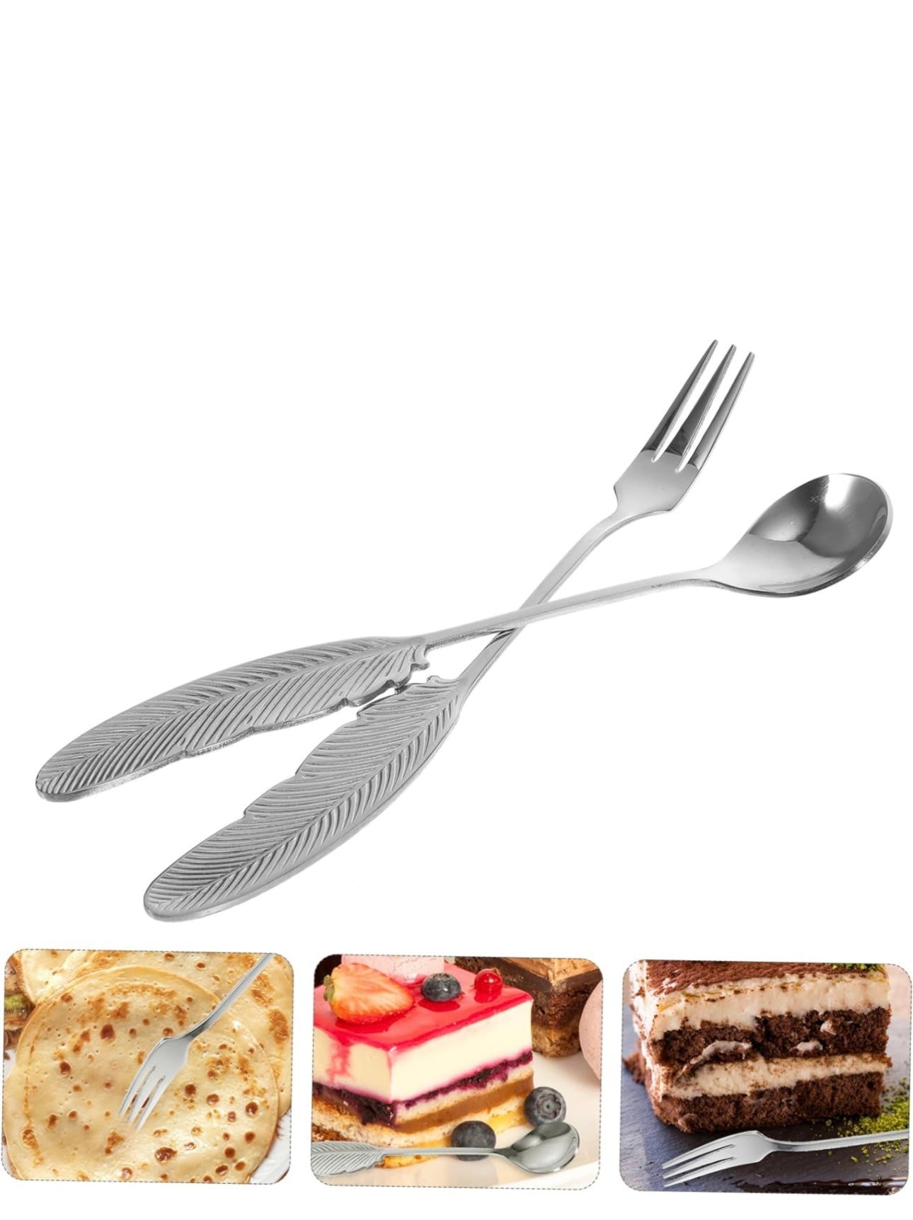 Metal leaf desert set(set of 2 pieces ,fork and spoon)