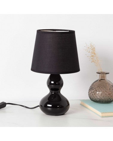 Cosy black lamp,ceramic base,linen shade
