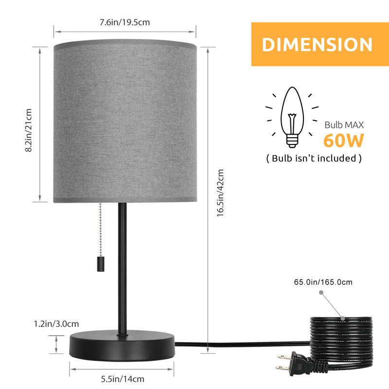 Grey Metal Table Lamps with Linen Shades