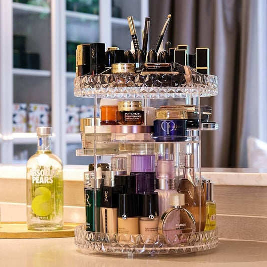 Rotating makeup storage