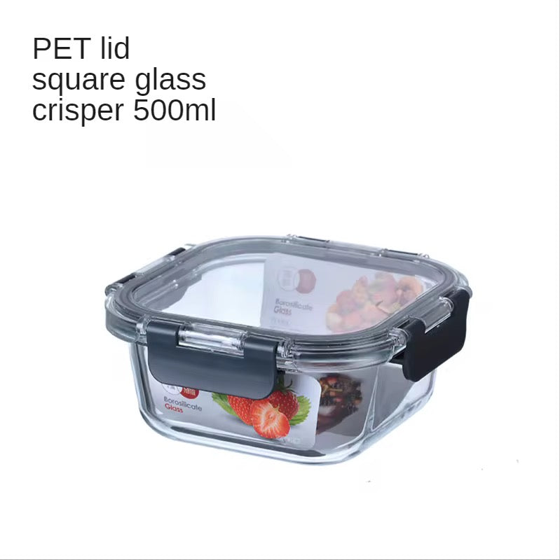 Square borosilicate glass food containers