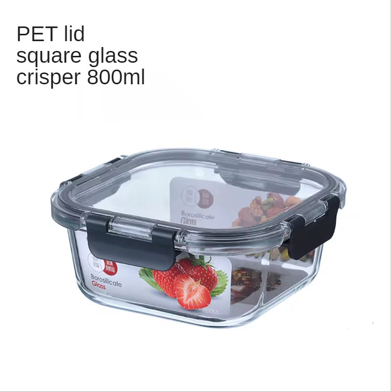 Square borosilicate glass food containers