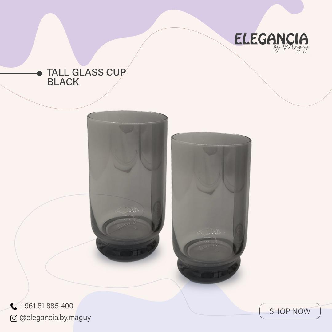 Tall Black Glass Cup