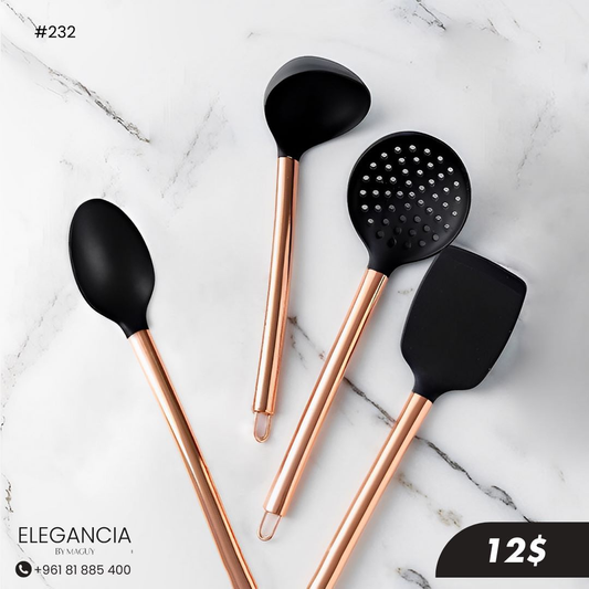 Rose Gold and Black Kitchen Utensils
