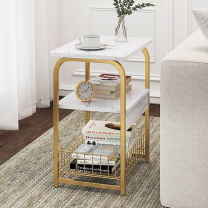 Modern Side Table (White & Gold)