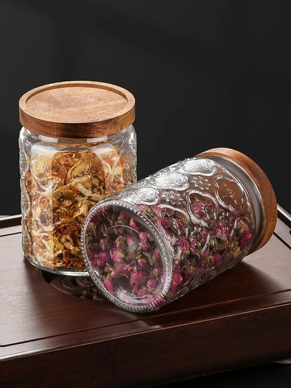 Glass Jars with Wood Lid