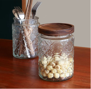 Glass Jars with Wood Lid