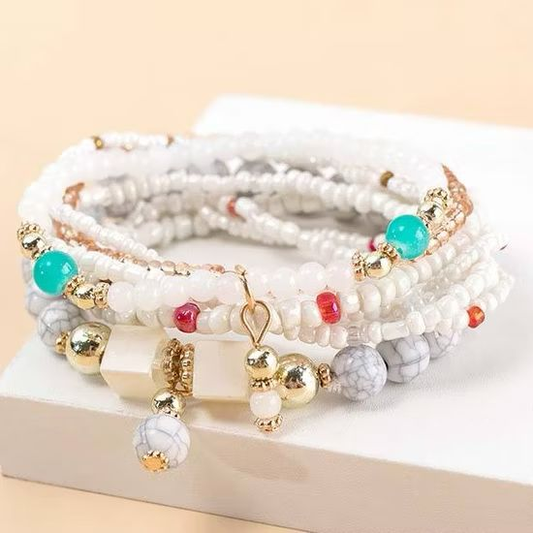 White Bracelet with Colored Ornaments