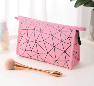 Pink and Black Holographic Makeup Bag