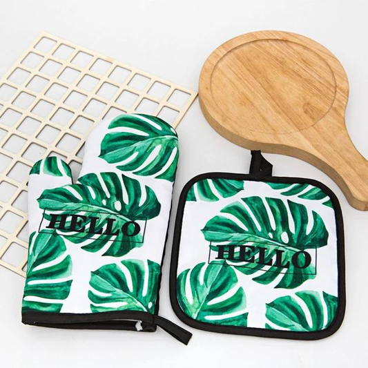 Kitchen Set for Hot Pans & Pots (Green & White)