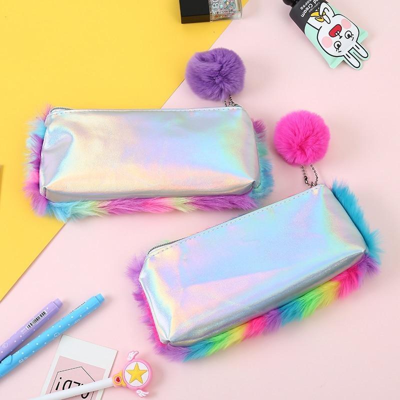 Fur cosmetic bag