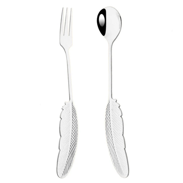 Metal leaf desert set(set of 2 pieces ,fork and spoon)