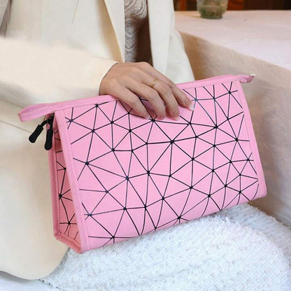 Pink and Black Holographic Makeup Bag