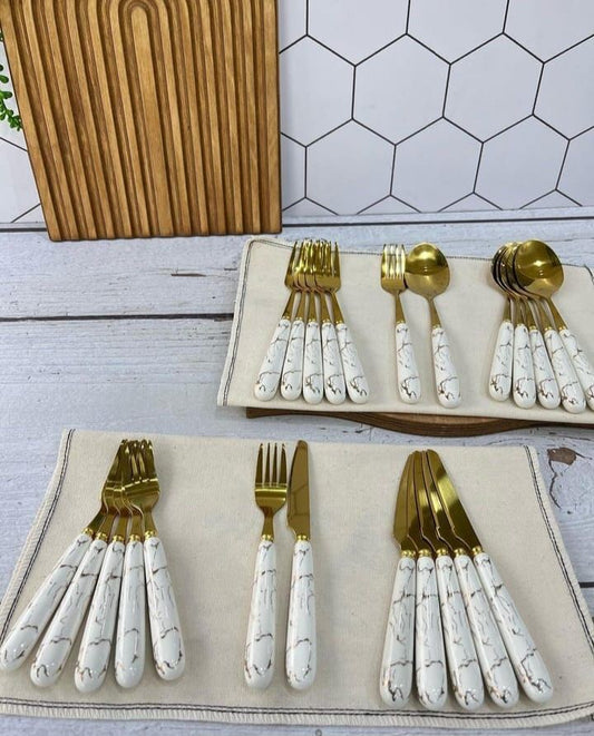 Marble &amp; Gold Utensil Set